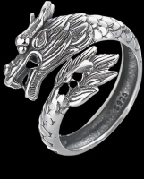 S925 Silver Ring Three Dimensional Dancing Dragon Size 9.5