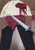 New | Size Small Men's Pirate Costume | Includes Faux Sword
