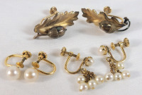 3-Pairs Vintage Screwback Gold Filled 1/20 12K Earings