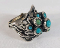 Sterling Silver 925 Ring w/9 Stones . Size 5.5