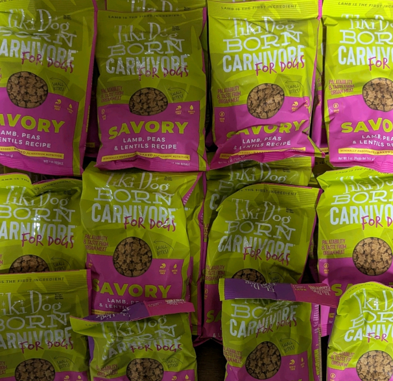 20 New: TikiDog Born Carnivore Dog Food Lamb, Peas, & Lentils - Each Bag Weighs 141g - BB 02/10/2025