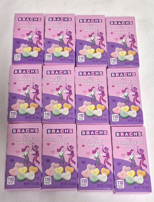 12 New Brach's Tiny Conversation Heart Candies 28g Each 6 Flavours