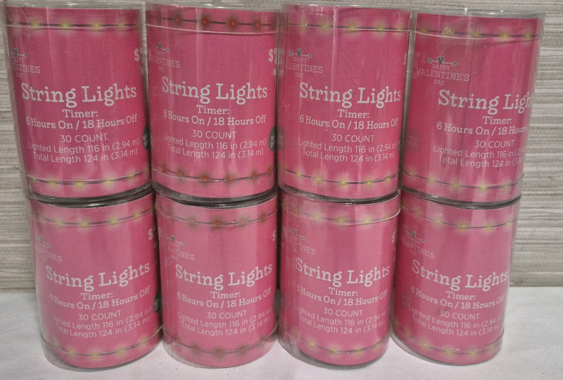 8 New String Lights with Timer 30 Count 124" Long - Warm White & Red