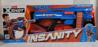 New - Zuru X-Shot Insanity w/Mad Mega Barrel & 72 Darts .