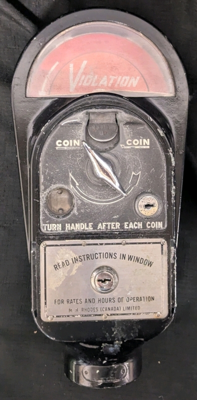 Vintage Rhodes Parking Meter - Some Paint Chips and Scratches - 12.5" x 6" x 4"