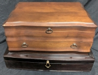 2 Wooden Vintage Flatware Cases - One Measures 17.5" x 12" x 4" - The Other Measures 11" x 16" x 6"