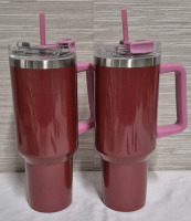 2 New 1183mL Stainless Steel Tumblers 10.5" Tall
