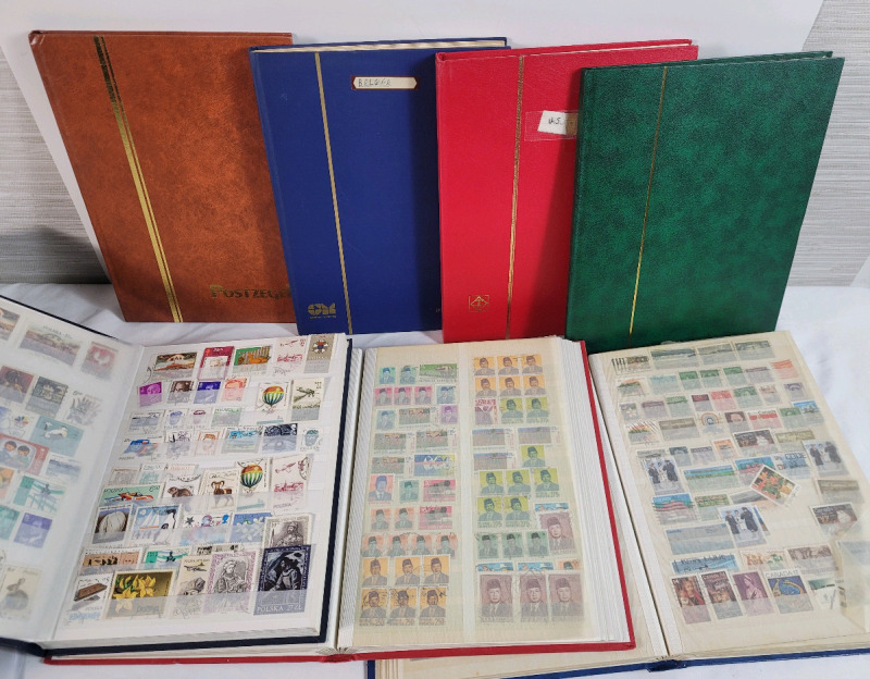 World Postage Stamp Lot . Canada , Spain , Poland , Denmark , India , Belgium , USA plus more . Seven (7) Stamp Books