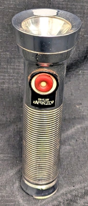 Vintage Eveready Energizer Flashlight - 7.75" Tall - Some Corrosion Present
