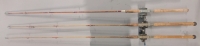 3 Vintage Wooden Fishing Rods With Reels - All Three Are Approximately 6ft Long - Some Corrosion Present