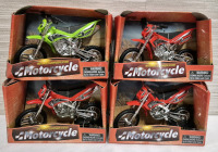 4 New Motorcycle Toys with Free Wheels Suspension System 4.5" Long