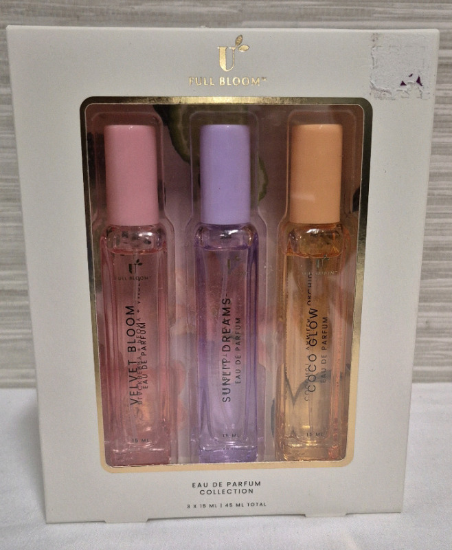 3 New Full Bloom Eau De Parfum Collection 15mL Each Scents - Velvet Bloom, Sunlit Dreams and Coco Glow BB 04/24/2026