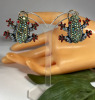 Rhinestone Inlay Cute Frog Prince Retro Niche Earrings Studs Posts Stamped 925 Approximately 1.2 x 1.14 Inch - 2