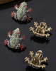 Rhinestone Inlay Cute Frog Prince Retro Niche Earrings Studs Posts Stamped 925 Approximately 1.2 x 1.14 Inch - 3