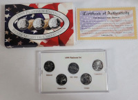 1999 USA Platinum Edition Philadelphia Mint State Quarter Set . Brilliant Uncirculated Condition in Case .