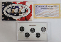 2000 USA Platinum Edition Philadelphia Mint State Quarter Set . Brilliant Uncirculated Condition in Case .