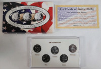 2002 USA Platinum Edition Philadelphia Mint State Quarter Set . Brilliant Uncirculated Condition in Case .