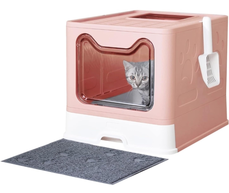 New: Medario Cat Litter Box With Litter Mat and Scoop - Pink - Dimensions in 3rd Photo - Retails for 129$