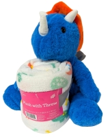 Absolutely Adorable New 12" Plush Triceratops Dinosaur Toy & Matching Throw Blanket 35" x 50"