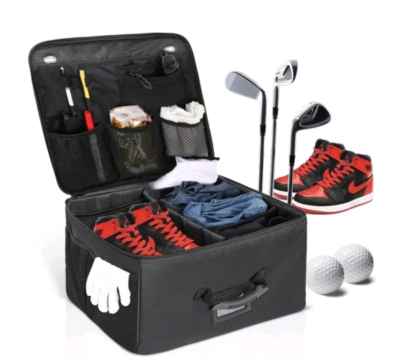 New - Golf Trunk Organizer Waterproof Travel Car Golf Locker for Accessories , Collapsible . Measures 17"&times;13"&times;9" . Golf accessories Not included