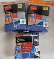 8 New Hanes Size Large Boxers / Briefs . Waist 36"-38"
