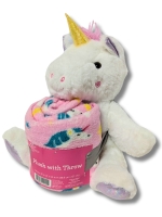 Absolutely Adorable New 12" Plush Unicorn Toy & Matching Throw Blanket 35" x 50"