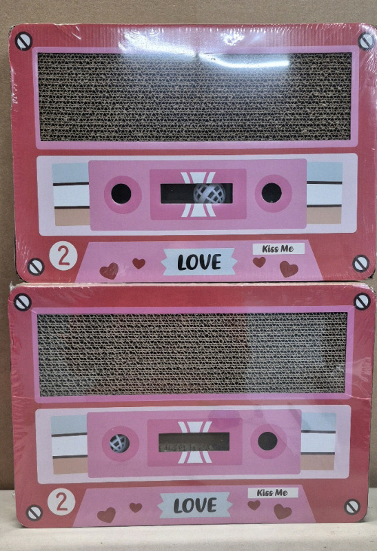 2 New Adorable Tape Cassette Cat Scratcher - 17 x 12 x 2"
