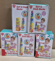 5 New Playgo Toys Toddler Sort & Stack Blocks for 12 Months+