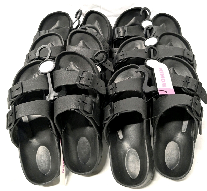 6 New Size Small - Large Ladies BOBBIE BROOKS Strappy Foam Sandals : 1 each Pair Small & Medium, 3 Pairs Large