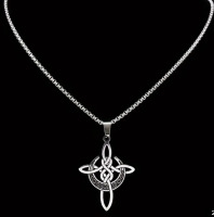 Stainless Steel Crescent Moon & Celtic Knot Pendant Necklace Approximately 1.25 x 1.7 Inch Pendant 20 inch Chain