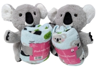 2 New Adorable 10" KOALA Plush Toys with Matching Throw Blankets - 35" x 50" ea