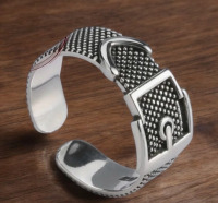 925 Sterling Silver Belt Buckle Ring Style Open Band Adjustable <br/>