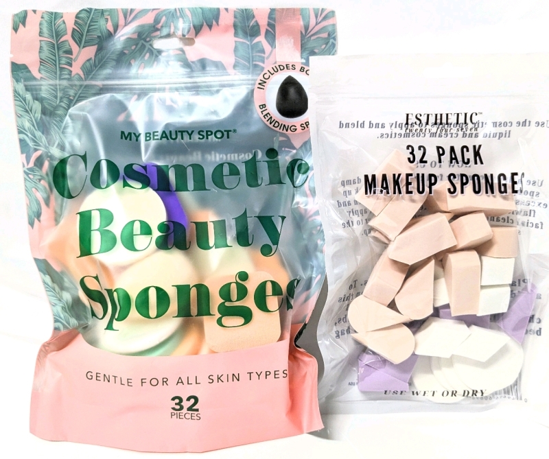 2 New 32-Packs of Cosmetic Beauty Sponges : My Beauty Spot & Esthetic