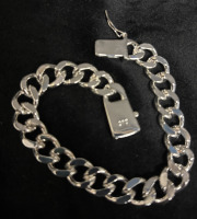 925 Sterling Silver Stylish Miminalust Cuban Chain Bracelet Box Clasp Box Safety Approximate 7.5 inch