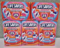 5 New Packs LIFESAVERS SWIRLED LOLLIPOPS 25 Pops per Pack BB 10/09/2027