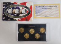 2001 USA Gold Edition Denver Mint State Quarter Set . Brilliant Uncirculated Condition in Case .