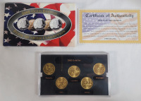 2002 USA Gold Edition Denver Mint State Quarter Set . Brilliant Uncirculated Condition in Case .