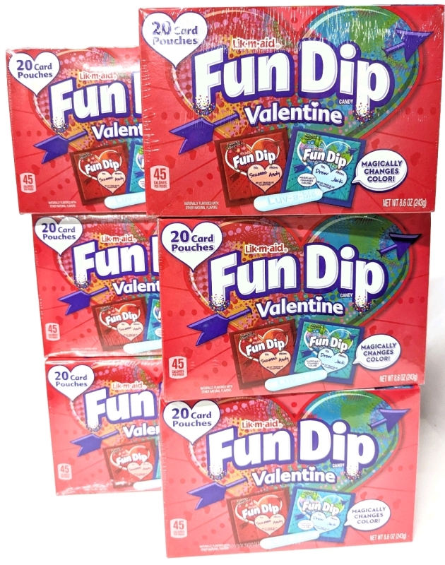 6 New FUN DIP Valentines - 20 Card Pouches, 243g Total Each | BB MAR/2026