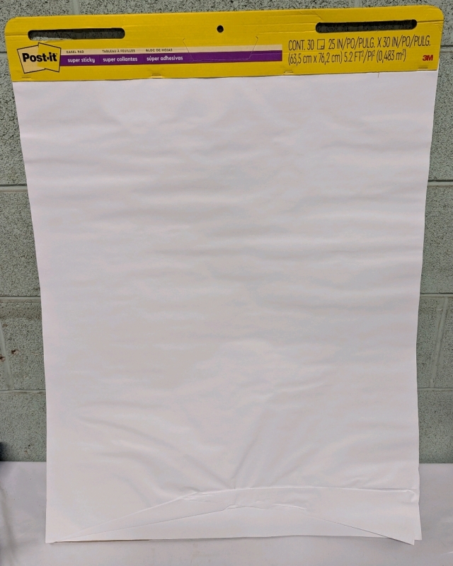 New Post-It Super Sticky Easel Pad. 30 Sheets. 25" by 30" A Few Sheets Creased at Bottom