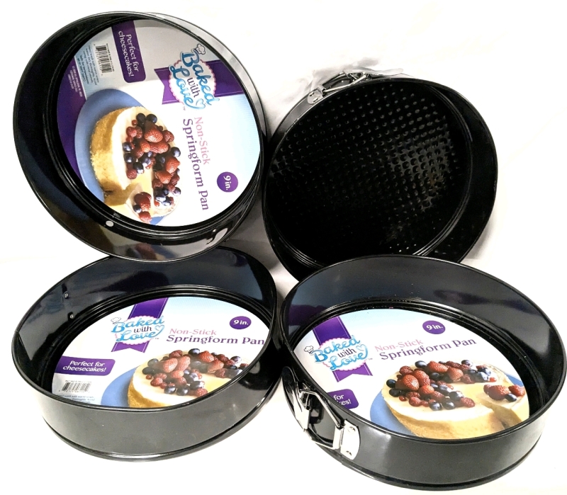 4 New Baked with Love 9" Non-Stick Springform Pans