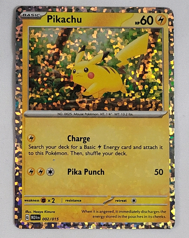 2025 McDonald's Pok&eacute;mon PIKACHU Holofoil Trading Card #002/015