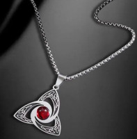 Interwoven Triangle Celtic Knot Pendant Necklace Stainless Steel 23.5 Inch Chain Approximately 1.2 Inch Pendant