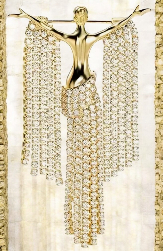 Elegant French-Style Tassel Brooch Rhinestone Fashion Diva<br/>Approximately 2.4 x 1.3 Inch