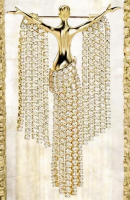 Elegant French-Style Tassel Brooch Rhinestone Fashion Diva<br/>Approximately 2.4 x 1.3 Inch