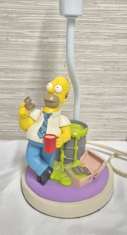 11.5" Tall Homer Simpson Accent Lamp Nuckear Plant Toxic Waste Barrel - Working