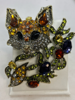 Unique Foxy Vintage Inspired Fox Brooch Sparkling Rhinestones Approximately 3 x 2.75 Inch Dimensional