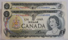 1973 Canadian Bank of Canada One Dollar Bank Notes . Two (2) Bank Notes , One Off Consecutive Numbers ECE9606803 & ECE9606805 . No bends or Folds and appears uncirculated - 3