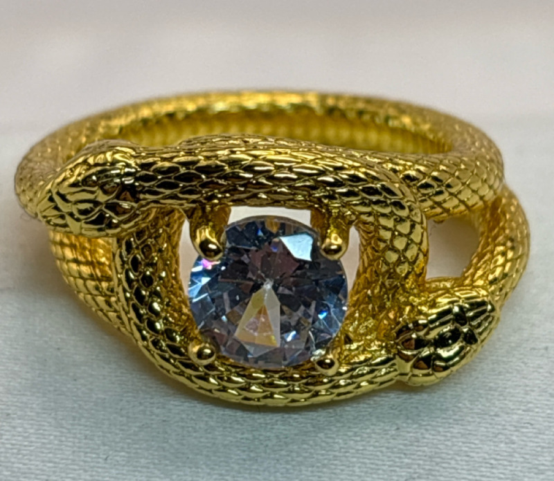 Two-way Stunning Snake Shaped Ring Inlaid Sparkling Cubic Zirconia Size 9
