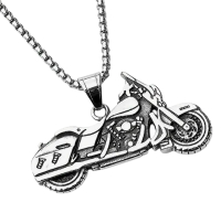 Stainless Steel Motorcycle Pendant Necklace Pendant Approximately 2. x 1 Inch Chain 22 Inch