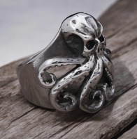 Vintage Style Viking Skull Octopus Mens Ring Stainless Steel Skull Biker Size 10